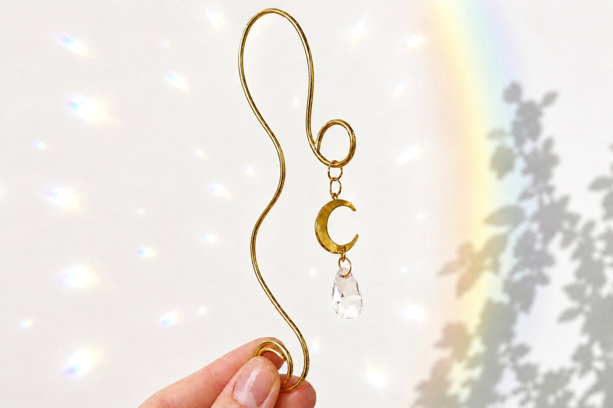 Gold Moon Bookmark with Suncatcher Charm