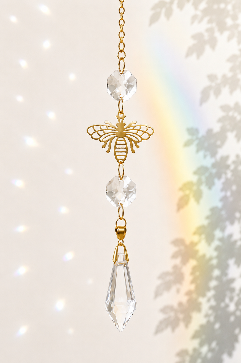 Golden Bee Sun Catcher Plant Charm